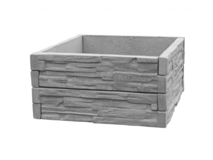 Vyvýšený záhon 1m x 1m - Šedý štípaný kámen (Výška 25 cm)