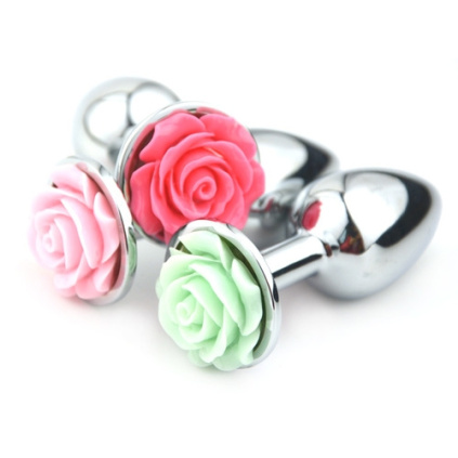 Ocelový anální kolík Small Rose (růžový květ)