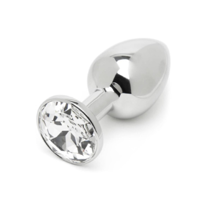Ocelový anální kolík Medium Diamond (bílý kamínek)