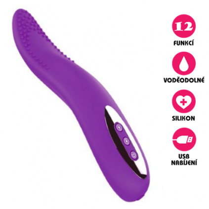 Silikonový vibrátor USB Erotic Tongue fialový