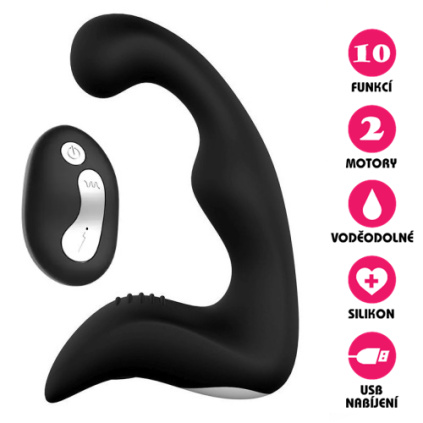 Silikonový stimulátor prostaty USB Black Power černý