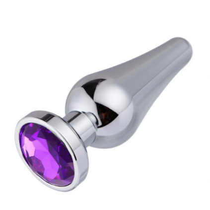 Ocelový anální kolík Medium King Pug (fialový kamínek)