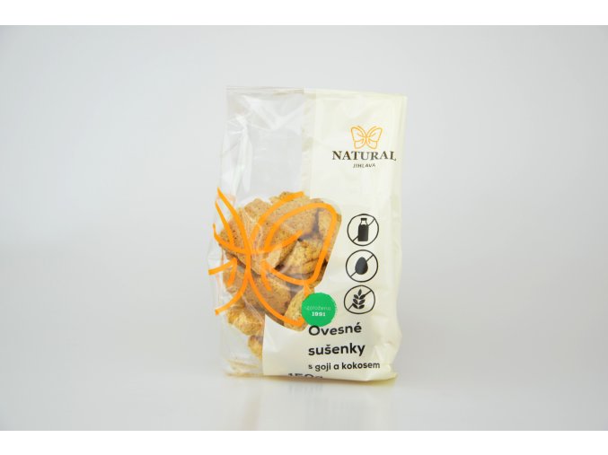 16265 susenky ovesne s goji a kokosem bez lepku vajec a mleka natural 150g