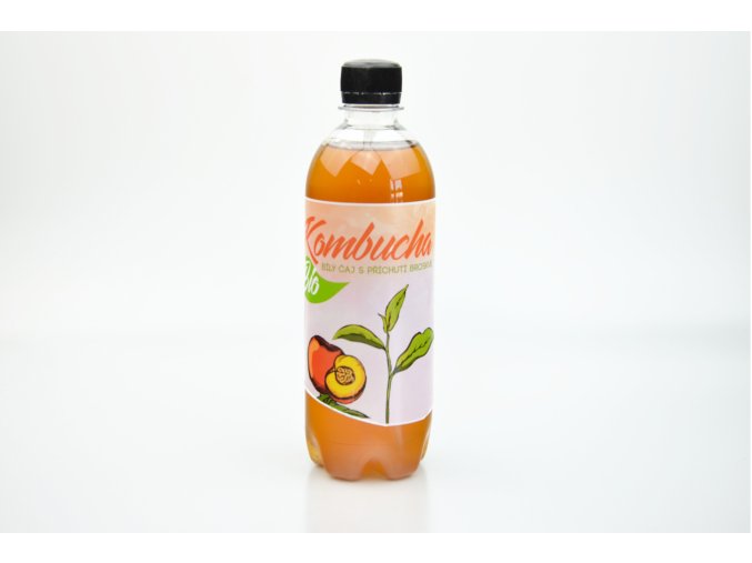 Kombucha bílý čaj s příchutí broskve BIO - Stevikom 500ml