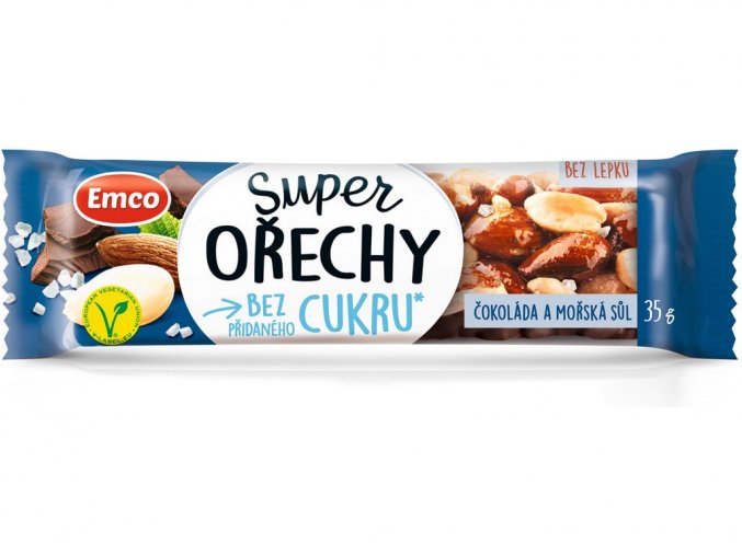 Tyčinka Super ořechy čokoláda a mořská sůl 35g