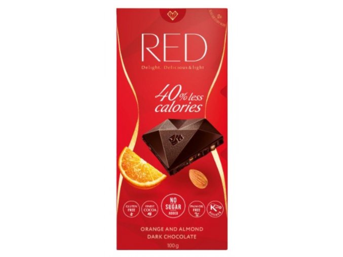 Red delight hořká čokoláda s pomerančovou příchutí s mandlemi 100g