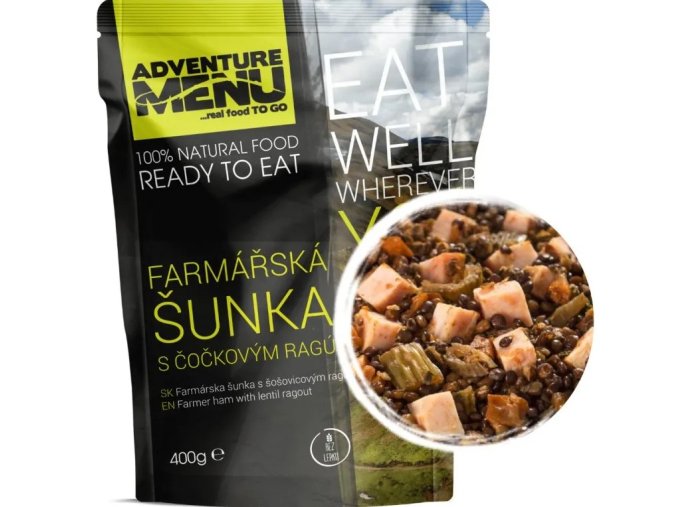 Farmářská šunka s čočkovým ragú