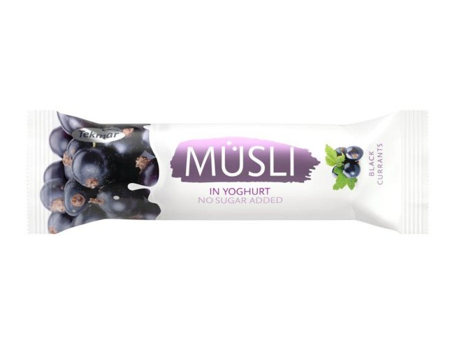 Tyčinka müsli bez cukru v jogurtu černý rybíz Tekmar 30g