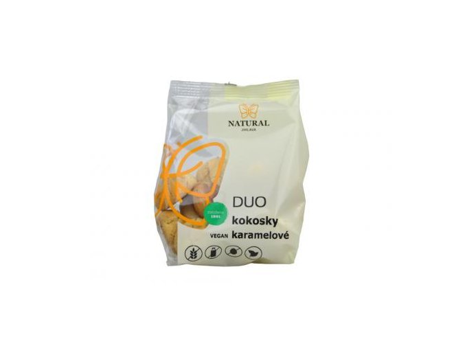 Sušenky DUO kokosky VEGAN karamelové bez lepku, vajec a mléka Natural 150g