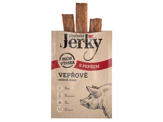 Jihočeské jerky Vepřové sušené maso s pepřem 20g