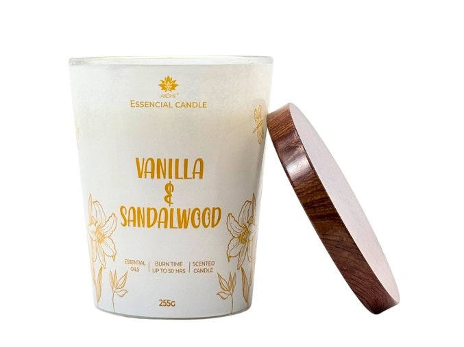ARÔME Svíčka ve skle s kovovým víčkem 255g - Vanilla & Sandalwood