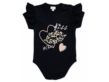 G-baby Kojenecké body s volánkem Kiss - černé Velikost koj. oblečení: