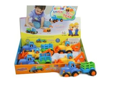 _Ostatní 1_ Dětský baby barevný nakladač 2 radlice / traktor s vlečkou plast