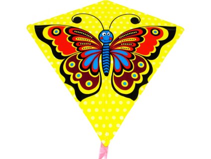 Drak létající žlutý motýl 68x73cm plastový v sáčku