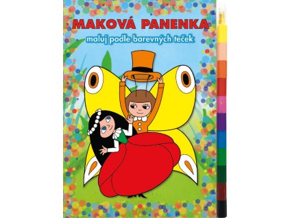 Akim AKIM Maluj podle barevných teček Maková panenka omalovánky s voskovkami