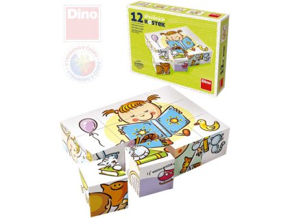 Dino DINO DŘEVO Kubus set 12ks Hezký den obrázkové kostky