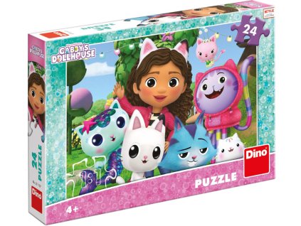 Dino DINO Puzzle Gábi na zahradě (Gabbys Dollhouse) 26x18cm skládačka 24 dílků