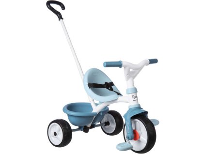 Smoby SMOBY Baby tříkolka šlapací Be Move 68x52x52cm modrá s vodící tyčí 2v1