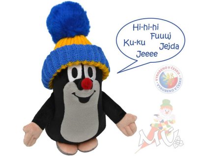 Moravská ústředna MORAVSKÁ ÚSTŘEDNA Krtek (Krteček) 16cm mluvící modrý kulich plyš Zvuk