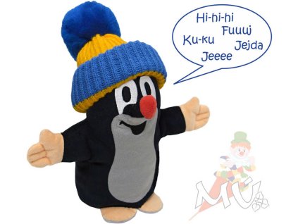 Moravská ústředna MORAVSKÁ ÚSTŘEDNA Krtek (krteček) Maňásek mluvící 25cm modrý kulich Zvuk
