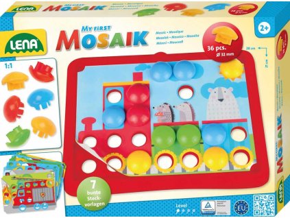 Lena LENA Baby mozaika Doprava klouboučky 36ks + předlohy 7ks v krabici