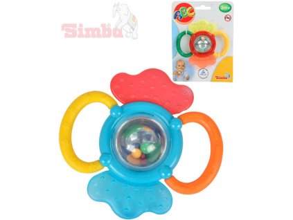 Simba SIMBA Chrastítko a kousátko 2 v 1 na kartě 12 cm Baby 2 barvy