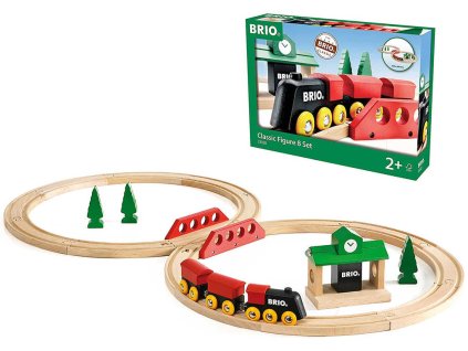 Brio BRIO DŘEVO Baby vláčkodráha osmička Classic set s doplňky 22ks