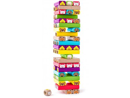 Woody WOODY DŘEVO Hra věž Sammy se zvířátky Jenga *DŘEVĚNÉ HRAČKY*