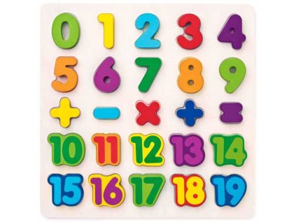 Woody WOODY DŘEVO Puzzle vkládací číslice na desce *DŘEVĚNÉ HRAČKY*