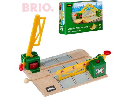 Brio BRIO DŘEVO Železniční přejezd magnetický se závorami doplněk k vláčkodráze
