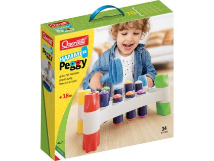 Quercetti QUERCETTI Hammer Peggy baby zatloukačka 8 kolíků s kladívkem plast