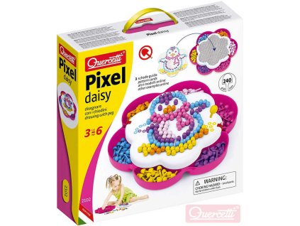 Quercetti QUERCETTI Hra Pixel Daisy mozaika kopretina s kolíčky set 240ks + 3 předlohy