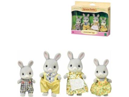 Sylvanian Families rodina šedých králíků set 4 figurky v krabici