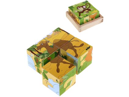 Woody WOODY DŘEVO Kubus Safari obrázkové dětské kostky 4ks *DŘEVĚNÉ HRAČKY*