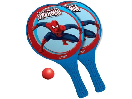 MONDO Soft tenis plážový Spiderman set 2 pálky se soft míčkem plast