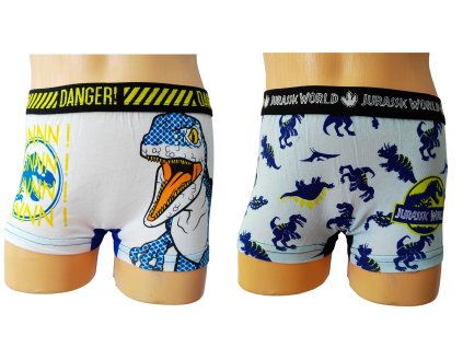 Chlapecké boxerky JURSKÝ SVĚT bavlna 2pack bílomodré