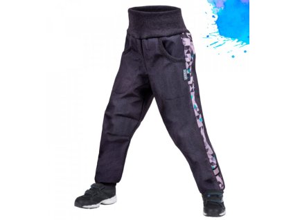 Chlapecké SOFTSHELL KALHOTY s fleecem žíhaná antracitová (Barva Antracitová, Velikost 146/152)