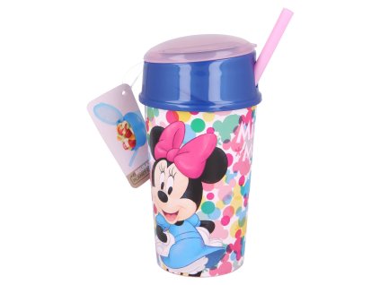 Kelímek na pití MINNIE svačinka s brčkem 400ml