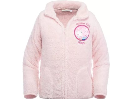 Mikina PEPPA PIG na zip chlupatka coral fleece dívčí růžová