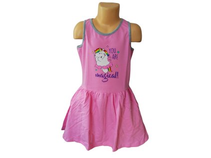 Šaty UNICORN JEDNOROŽEC bavlna růžové (Barva Růžová, Velikost 98/104)