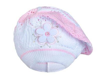 Pletená čepička-baret New Baby světle růžová