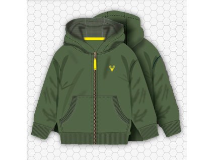 Mikina chlapecká s kapucí celopropínací, Minoti, 9ZIPEMB 4, khaki