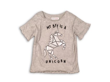 Tričko dívčí UNICORN - JEDNOROŽEC s krátkým rukávem, Minoti, Gleam 2, šedá