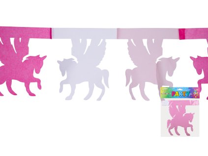 Girlanda růžovobílá UNICORN - JEDNOROŽEC 3 m