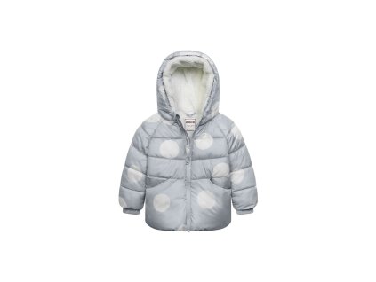 Bunda dívčí Puffa podšitá chlupem, Minoti, Ballerina 3, šedá - 80/86