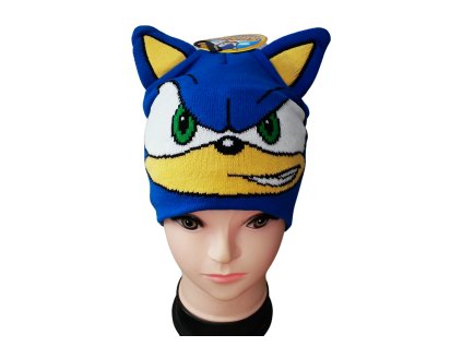 Chlapecká čepice SONIC zimní s 3D ušima modrá