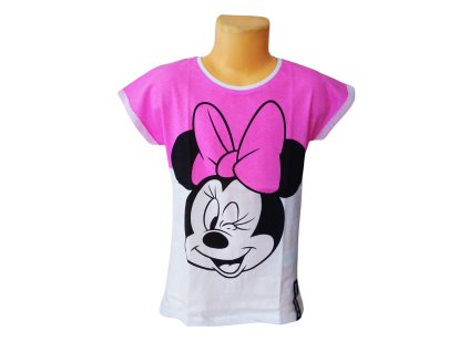 Dívčí tričko MINNIE krátký rukáv růžovobílé světlé