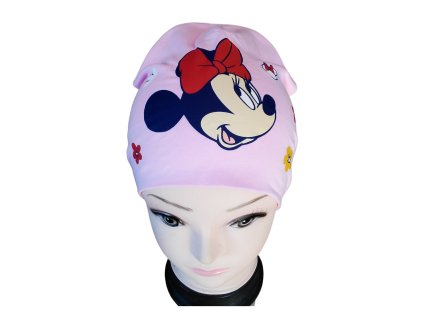 Čepice MINNIE dívčí bavlna jaro podzim růžová světlá