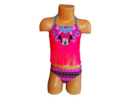 Dívčí plavky MINNIE s třásněmi dvoudílné růžové neonové