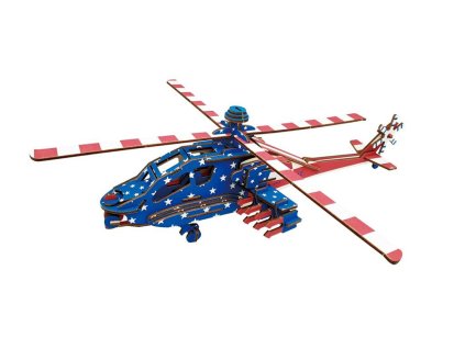 Woodcraft Dřevěné 3D puzzle Americký bojový vrtulník Apache